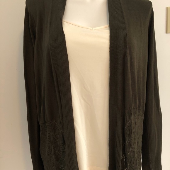 Verve Ami Sweaters - Dark Green Open Front Cardigan